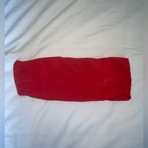 Hollister bright red ribbed bandeau bikini top. Size L